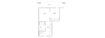 Burano Apartments 2D one bedroom one bathroom Floorplan