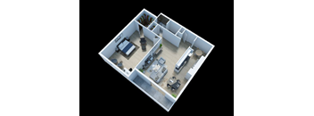 The Fulton 3D Floor Plan One Bedroom One Bathroom
