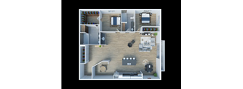 The Fulton 3D Floor Plan Two Bedroom Two Bathroom B2