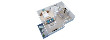 Milano Apartments 3D One Bedroom One Bathroom Floor plan