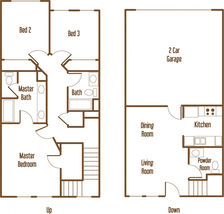 Parkside Villas 3 bedroom 2.5 bathroom floor plan