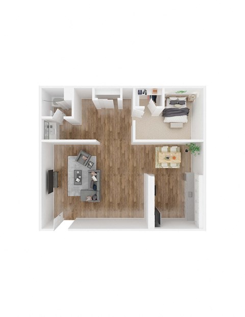 University Commons 1 bedroom 1 bathroom floorplan image