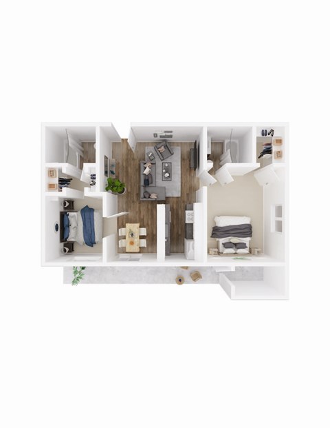 University Gardens 2 bedroom 2 bathroom floor plan image