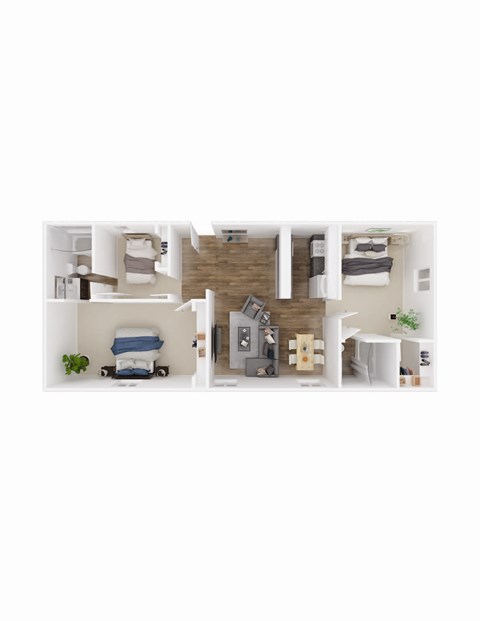 University Gardens 3 bedroom 2 bathroom floor plan image