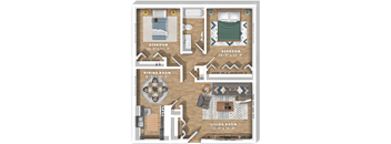 a floor plan of a room with a living room and a dining room