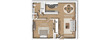 a floor plan of a room with a living room and a dining room