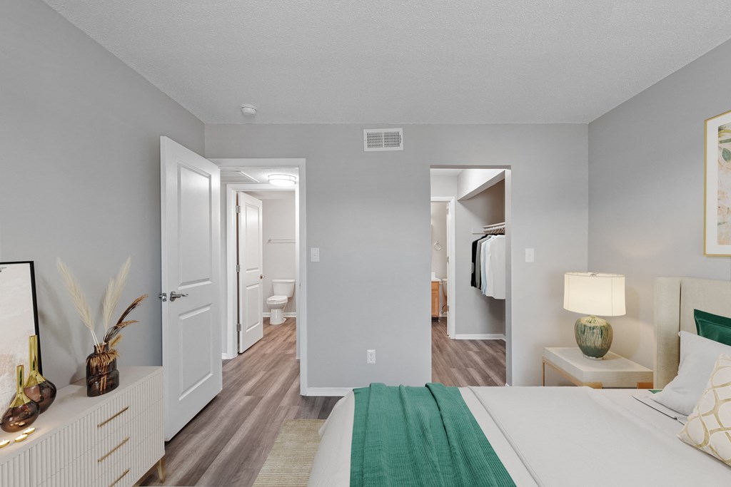 our apartments offer a bedroom with a king sized bed and a bathroom