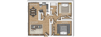 a floor plan of a living room with a bedroom and a dining room