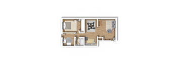 a floor plan of a house with a bedroom and a living room