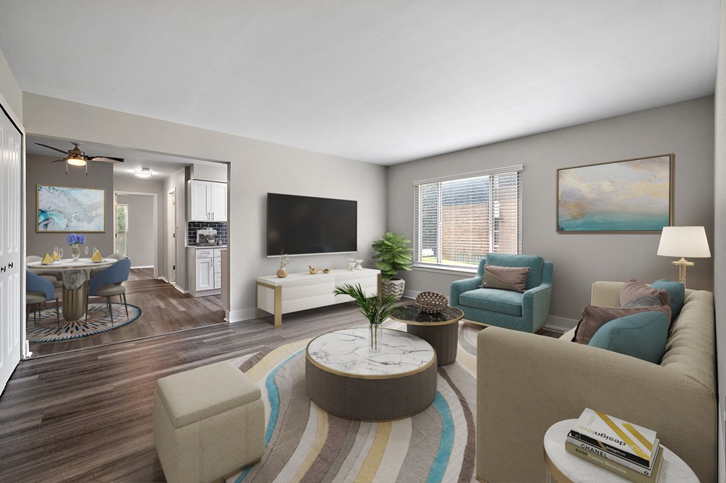 a living room with a couch and a chair