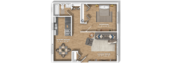 a floor plan of a room with a living room and a dining room