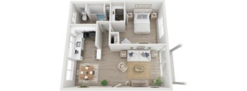 a 2 bedroom floor plan with a bathroom and a living room