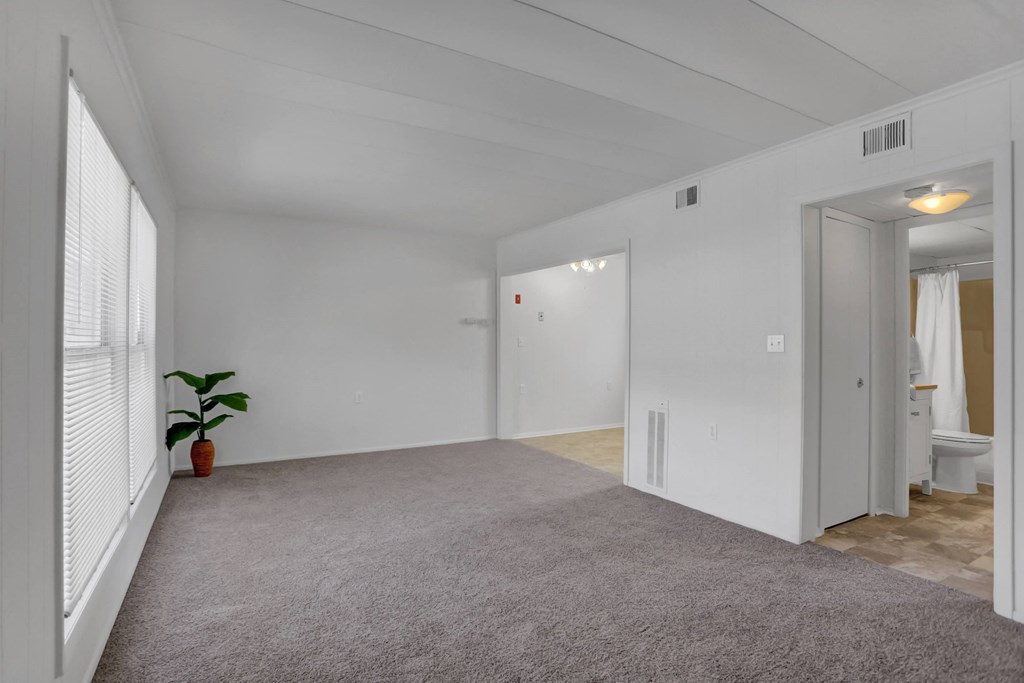Apartments in Williamsport | Woodland Park | a bedroom with a large window and a carpeted floor