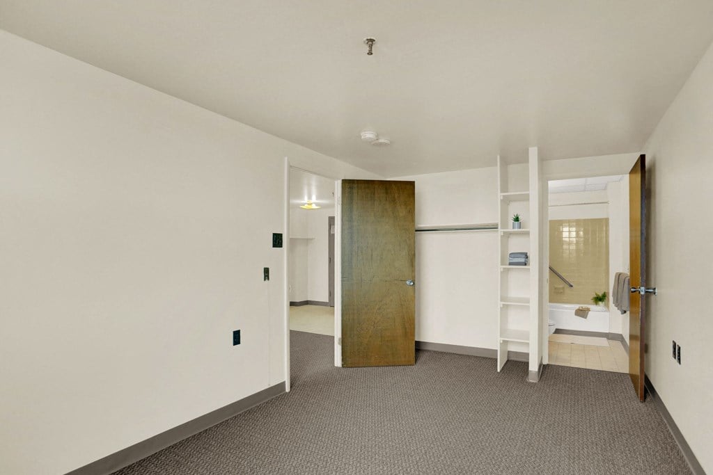 a bedroom with a bunk bed and a ladder