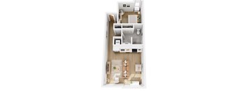 Apartments in Lancaster | a 3d drawing of a bedroom with a desk