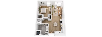 Apartments in Lancaster | a 1 bedroom floor plan with a bathroom and a living room