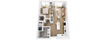 Apartments in Lancaster | a 1 bedroom floor plan with a bathroom and a living room