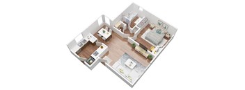 1 Bedroom Floor plan 3D
