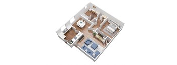 1 bedroom floorplan 3D