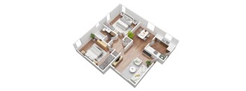 2 Bedroom Floorplan 3D