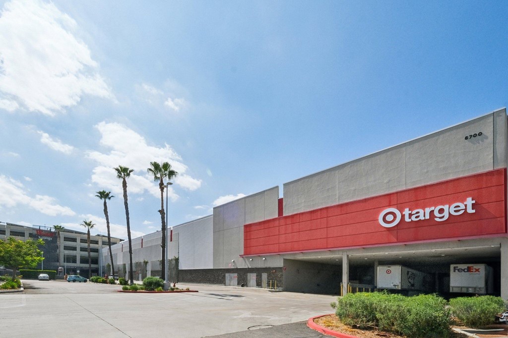 A Target store with a parking lot in front.