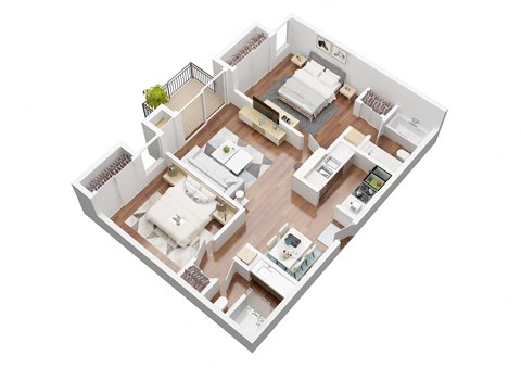 Cielo 2 Bedroom Apartment Split Floor Plan