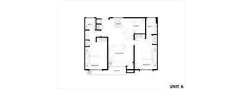 A black and white image of a floor plan for Unit A.