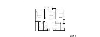 A black and white image of a floor plan for a unit labeled "Unit K".