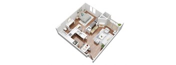 1 Bedroom floorplan 3D