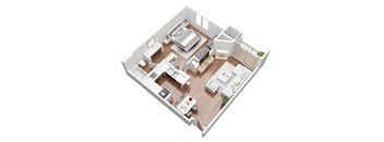 1 Bedroom floorplan 3D