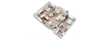 2 Bedroom floorplan 3D