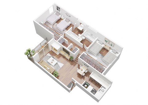 Floorplans are designed to fit 2 twin beds in each room.