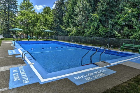 The outdoor swimming pool and lounge area at White Oak Farms.