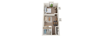 Della Plaza One Bedroom Floor Plan