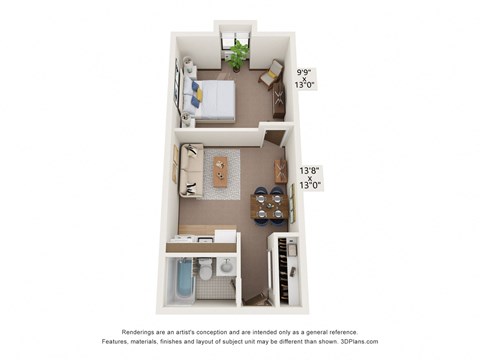 Della Plaza One Bedroom Floor Plan