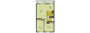 Hep: 2 bedroom, 1 bathroom floor plan