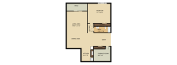 Roberta: 1 bedroom, 1 bathroom apartment