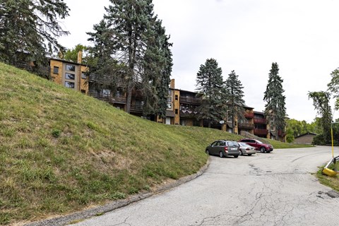 A car is parked on the side of a road.