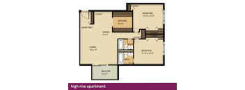 A floor plan of a high rise apartment is shown.