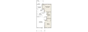 A floor plan of a house with labeled rooms and dimensions.