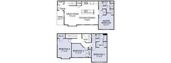 4 bed 2 bath Floorplan at The Marlowe, Fort Wayne, IN