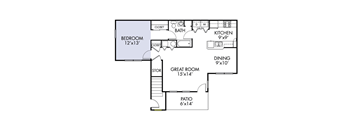 1 bed 1 bath Floorplan at The Marlowe, Indiana, 46804