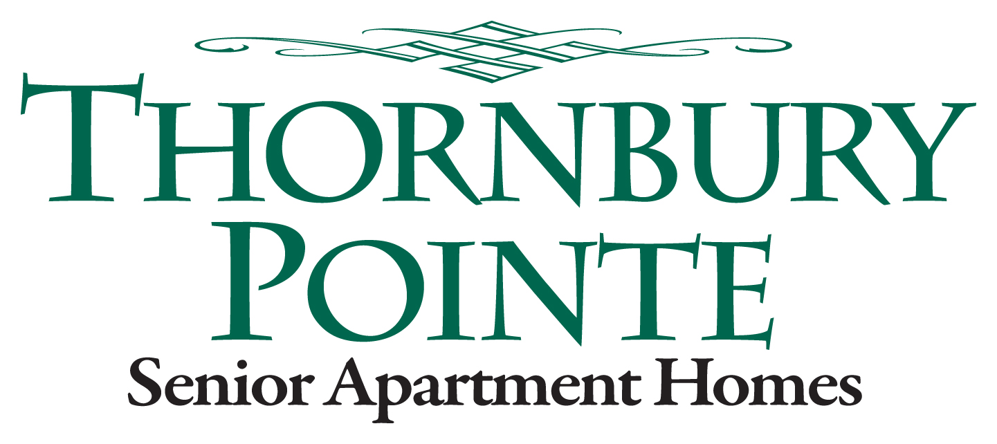 A logo for Thornbury Pointe Senior Apartment Homes.