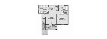1 Bedroom Floorplan at The Westcott, Evansville, Indiana