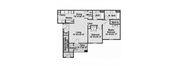 2 Bedroom Floorplan at The Westcott, Indiana, 47715