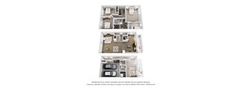 Three different floor plans of a house are shown.