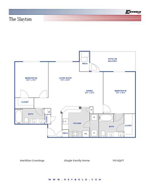 The Slayton 2Bed 2Bath 1111Sqft