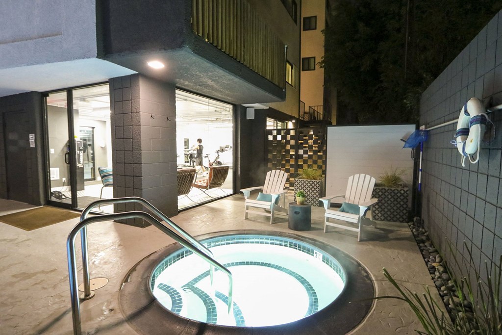 Jacuzzi by the gym at Westwood Riviera Apartments, Los Angeles, California
