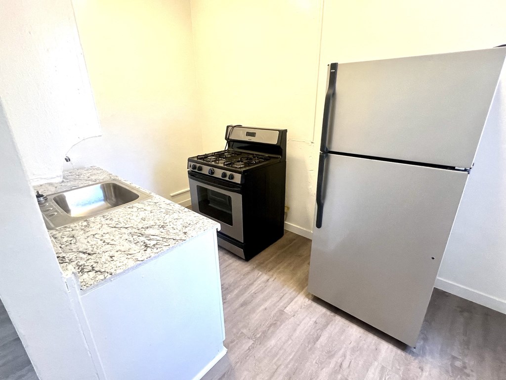 Stainless steel refrigerator and stove