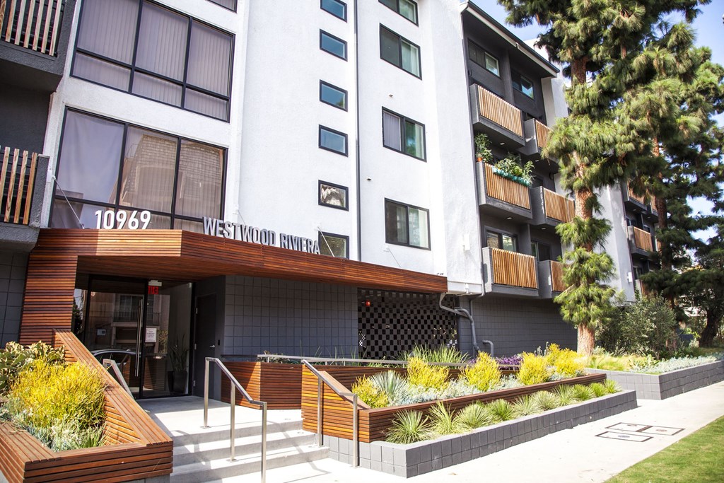 Exterior main entrance door at Westwood Riviera Apartments, Los Angeles, CA
